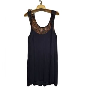 BCBGeneration Black Lace Dress Chiffon Ladies Medium Pleated Sheer Whimsigoth